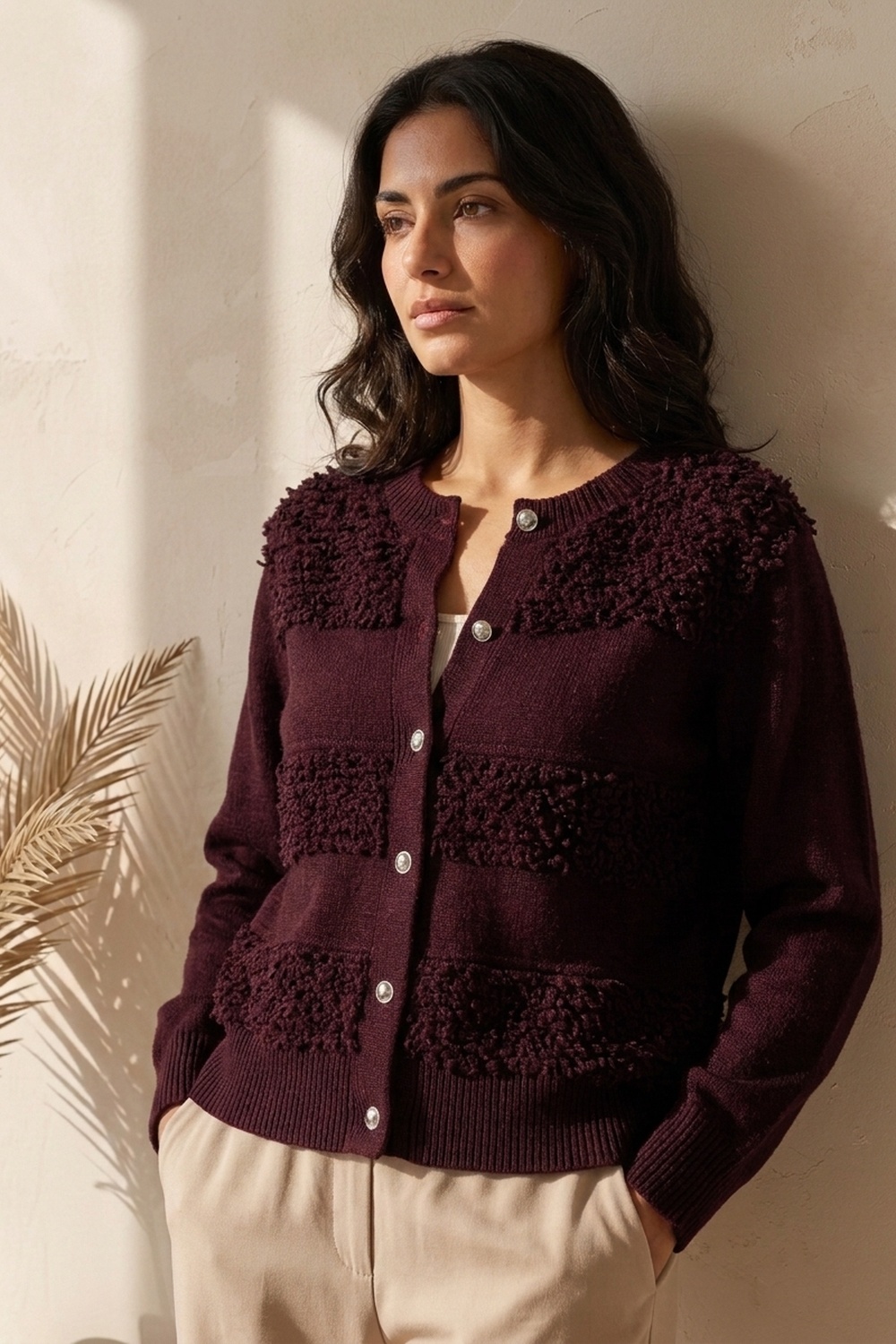 CARDIGAN RIGHE BOUCLET