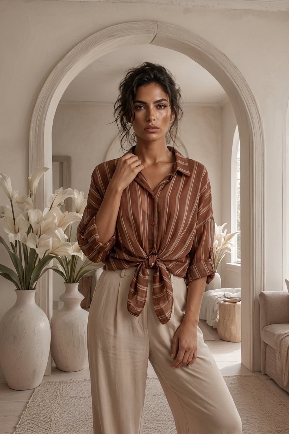 CAMICIA NODO RIGATA