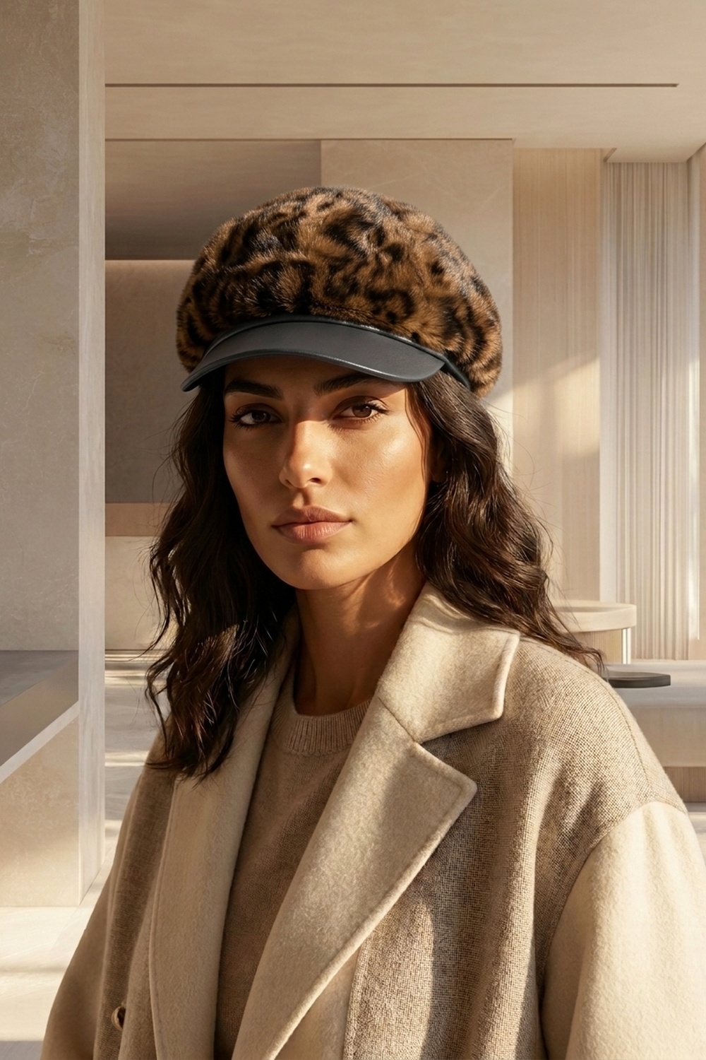 CAPPELLO LEOPARD PELLICCIA